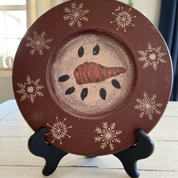 Set of snowman painted primitive plates - Picture 5 of 6